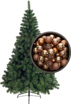 Sapin de Noël Bellatio Decorations H150 cm - avec boules de Noël marron camel