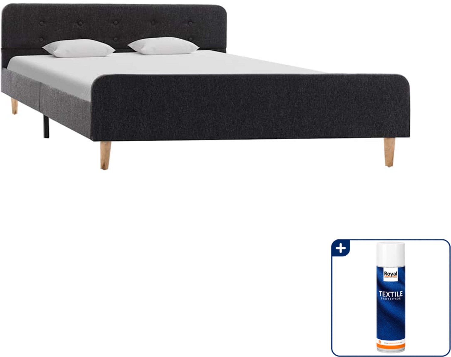 vidaXL bedframe - Queensize - 160 x 200 cm - donkergrijs - Inclusief textielbeschermer 500 ml