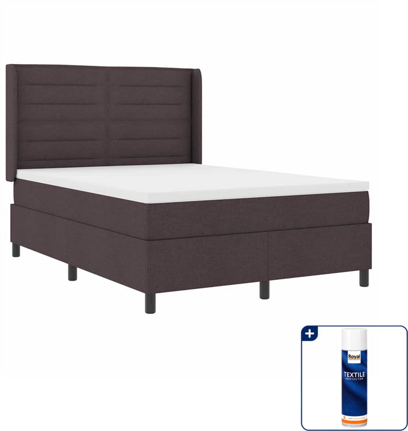 vidaXL LED boxspring - Queensize - 160 x 200 cm - donkerbruin - Inclusief textielbeschermer 500 ml
