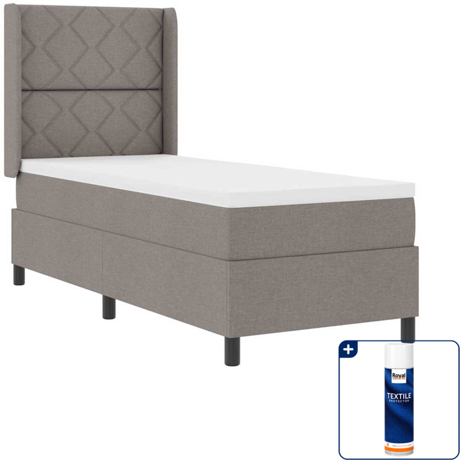 vidaXL boxspring bed 90 x 190 cm - stof - taupe - Inclusief textielbeschermer 500 ml