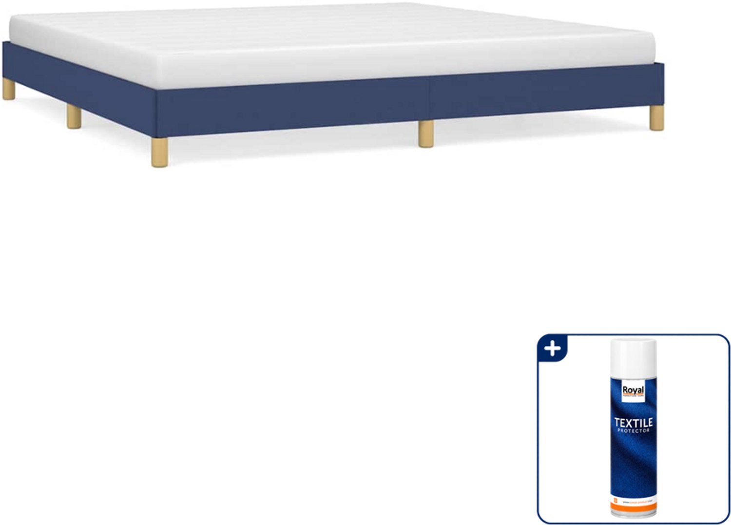 vidaXL bedframe - 200 x 200 cm - stof - blauw - Inclusief textielbeschermer 500 ml
