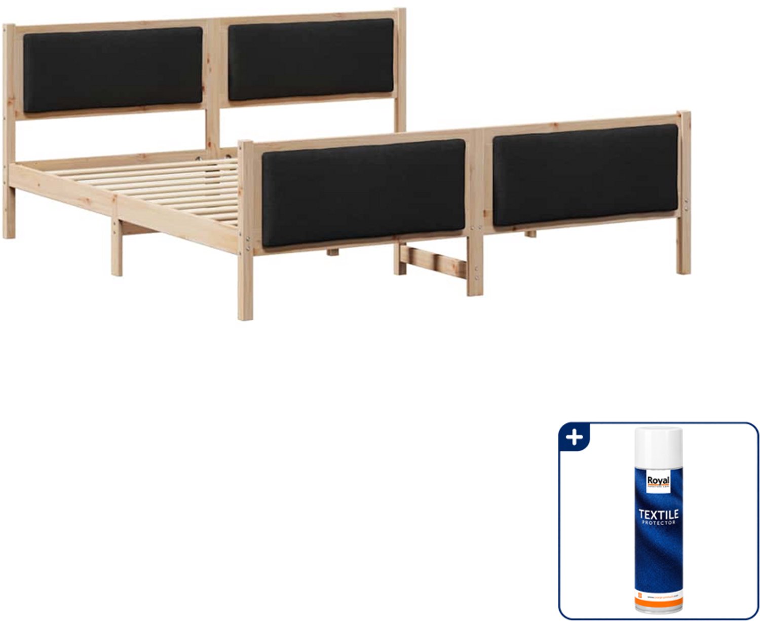 vidaXL Bedframe - 200 x 200 cm - zwart - Inclusief textielbeschermer 500 ml