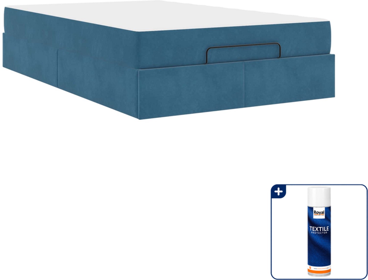 vidaXL bedframe met matras 2 st - 120 x 200 cm - fluweel - blauw - Inclusief textielbeschermer 500 ml Bruin