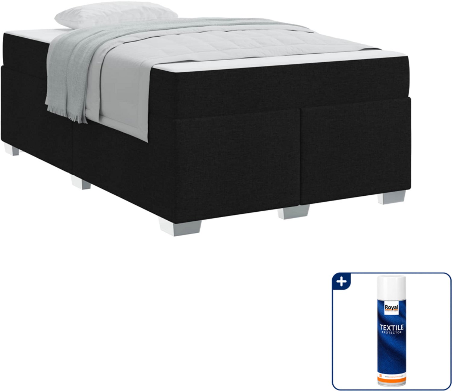 vidaXL Bed met matras - 120 x 200 cm - stof - zwart - Inclusief textielbeschermer 500 ml Bruin