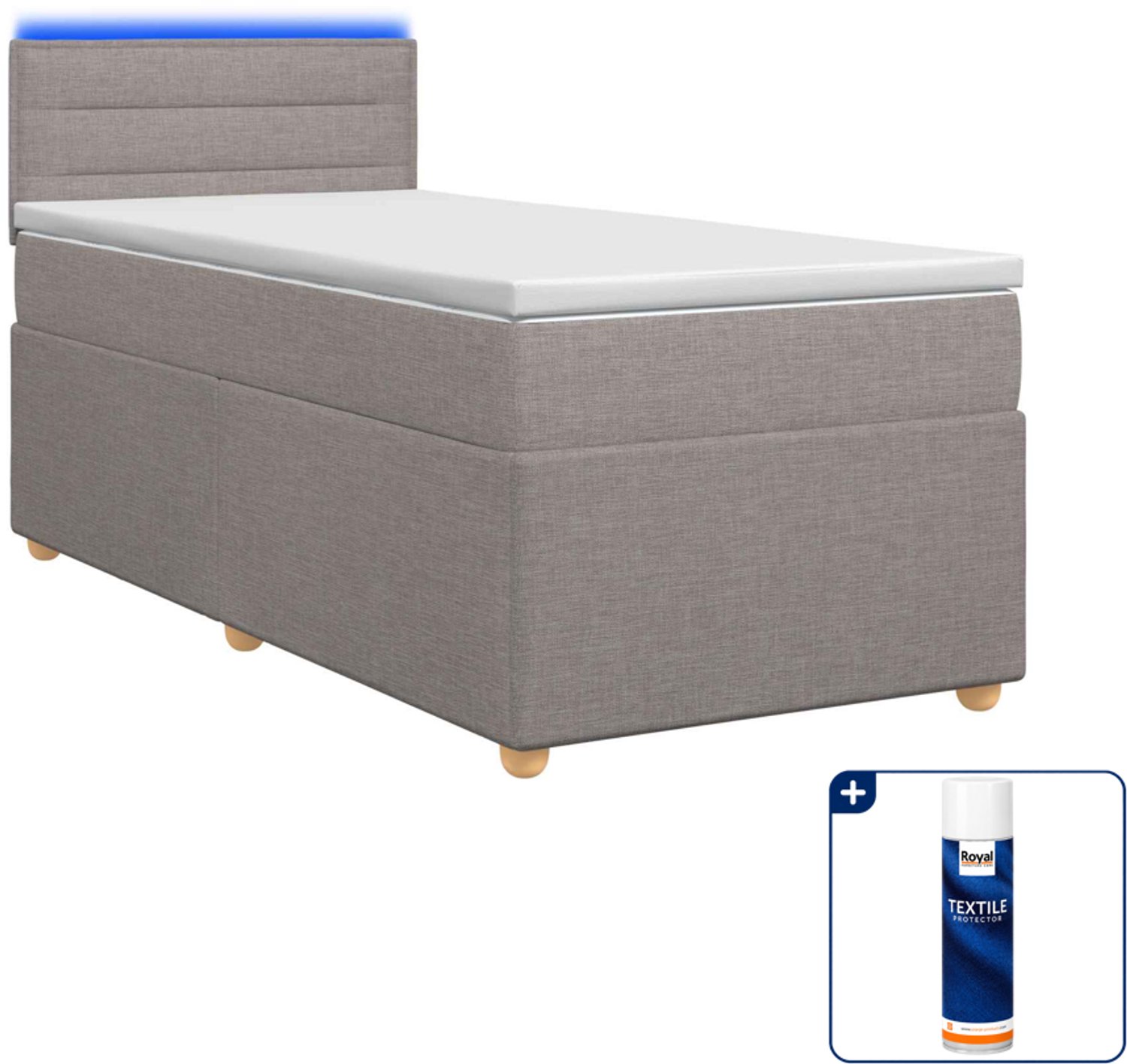 vidaXL Boxspringbed met matras - 90 x 190 cm - taupe - Inclusief textielbeschermer 500 ml