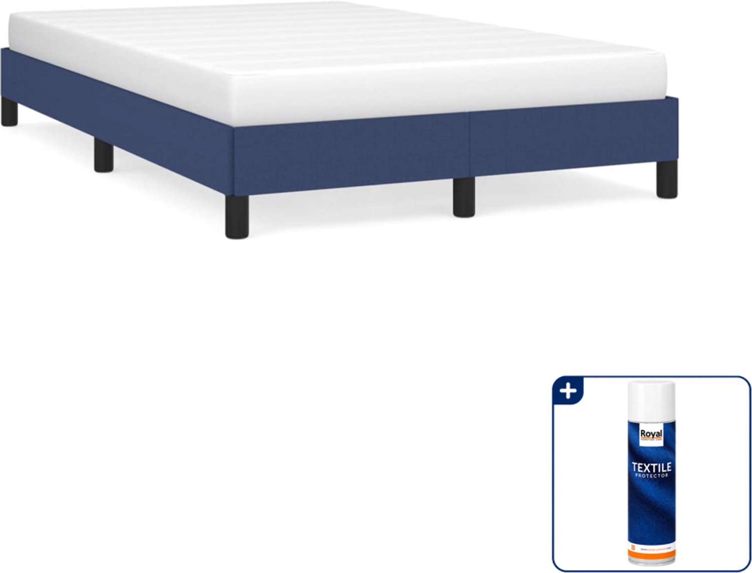 vidaXL bedframe - 120 x 190 cm - stof - blauw - Inclusief textielbeschermer 500 ml
