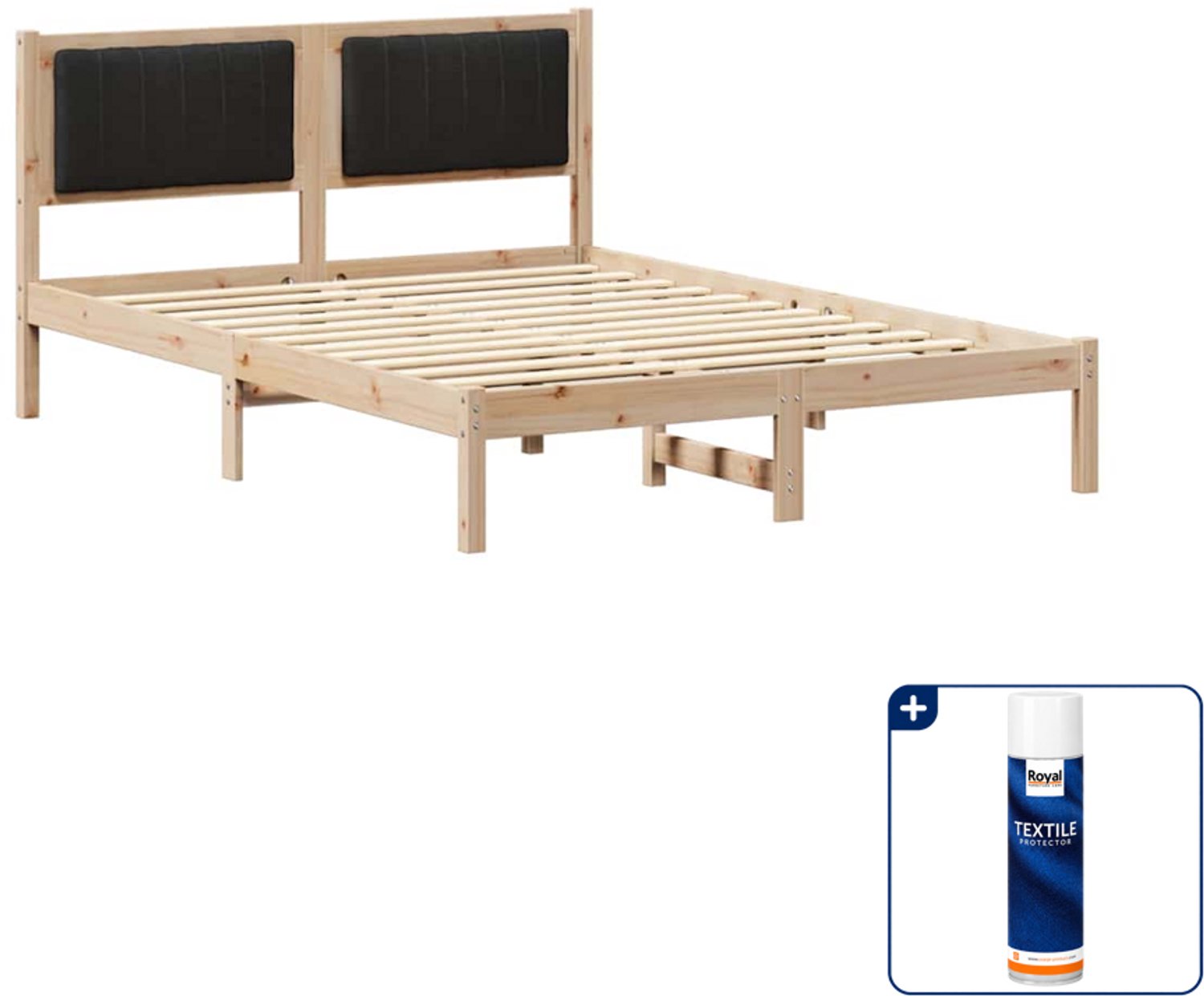 vidaXL bedframe - Small double - 140 x 200 cm - zwart - Inclusief textielbeschermer 500 ml Bruin