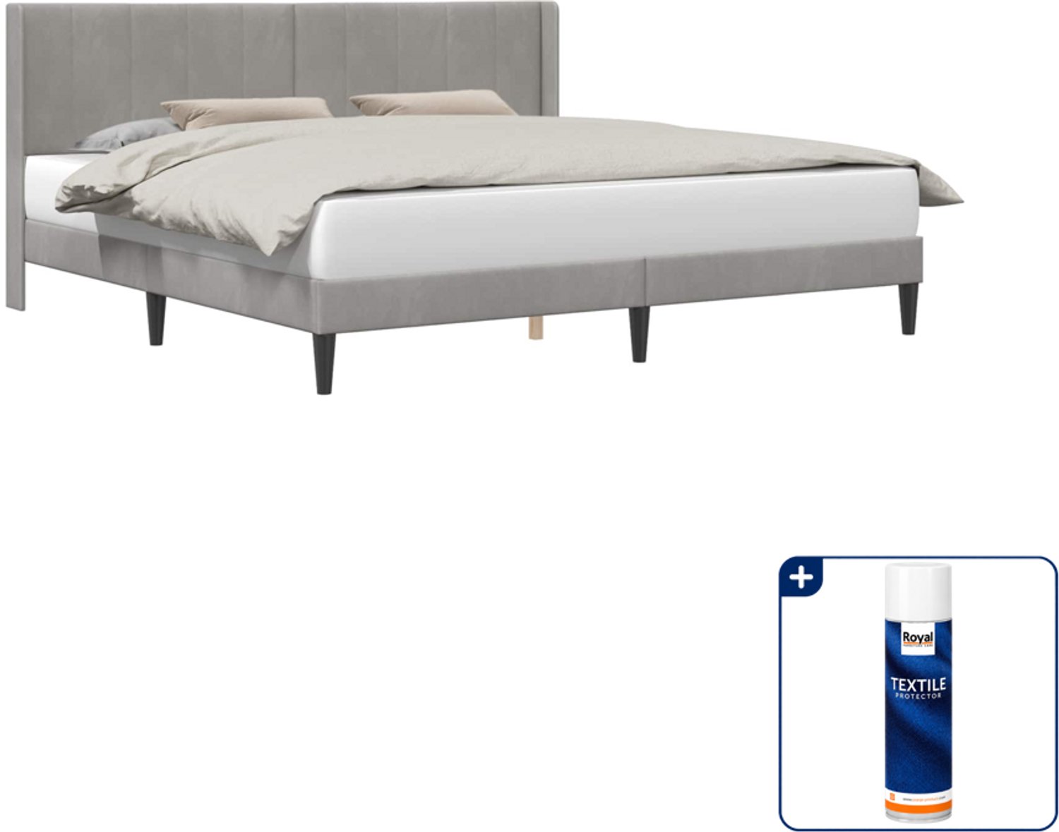 vidaXL bedframe - Kingsize - 180 x 200 cm - lichtgrijs - Inclusief textielbeschermer 500 ml