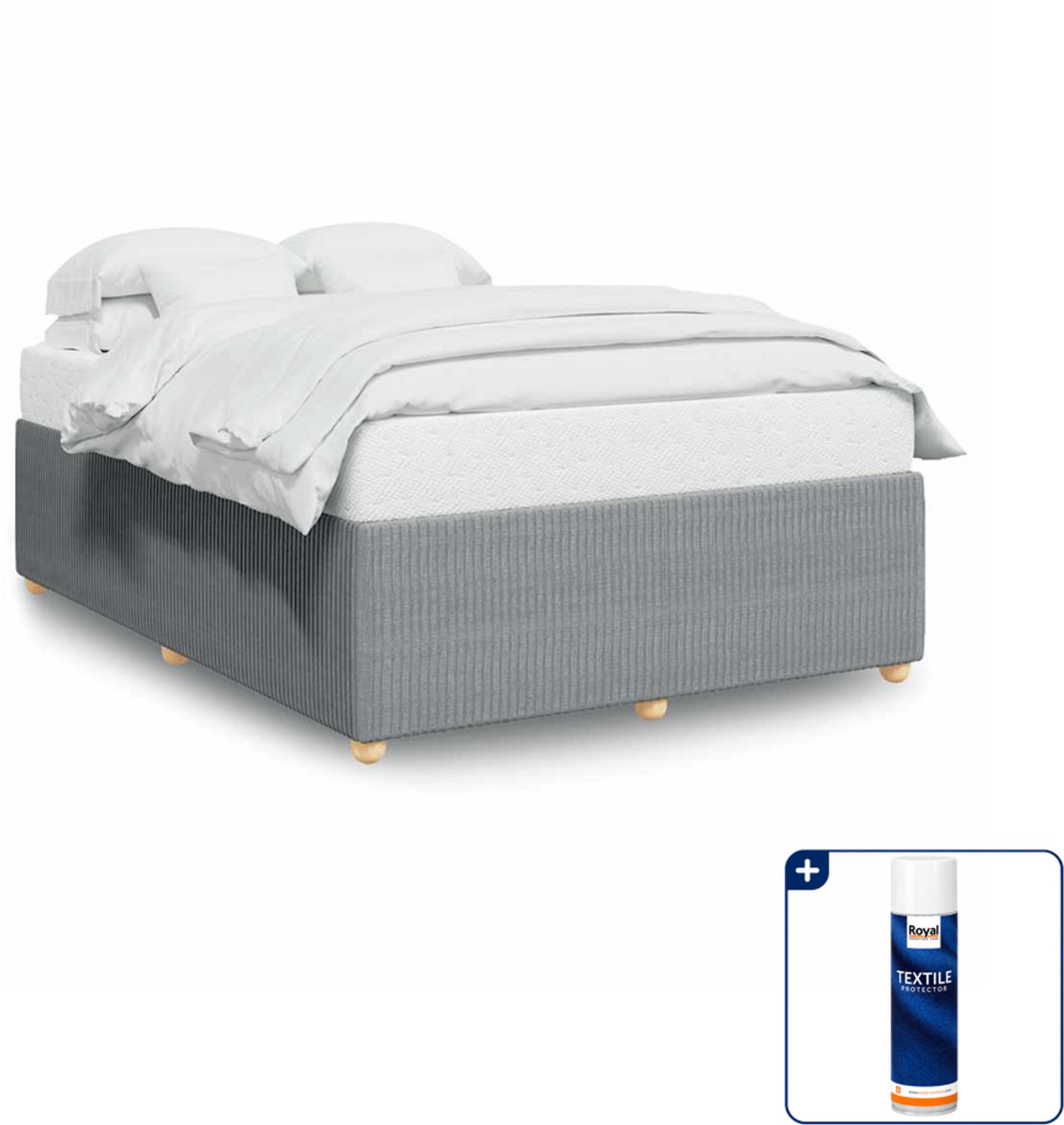 vidaXL bedframe - 140 x 190 cm - stof - lichtgrijs - Inclusief textielbeschermer 500 ml