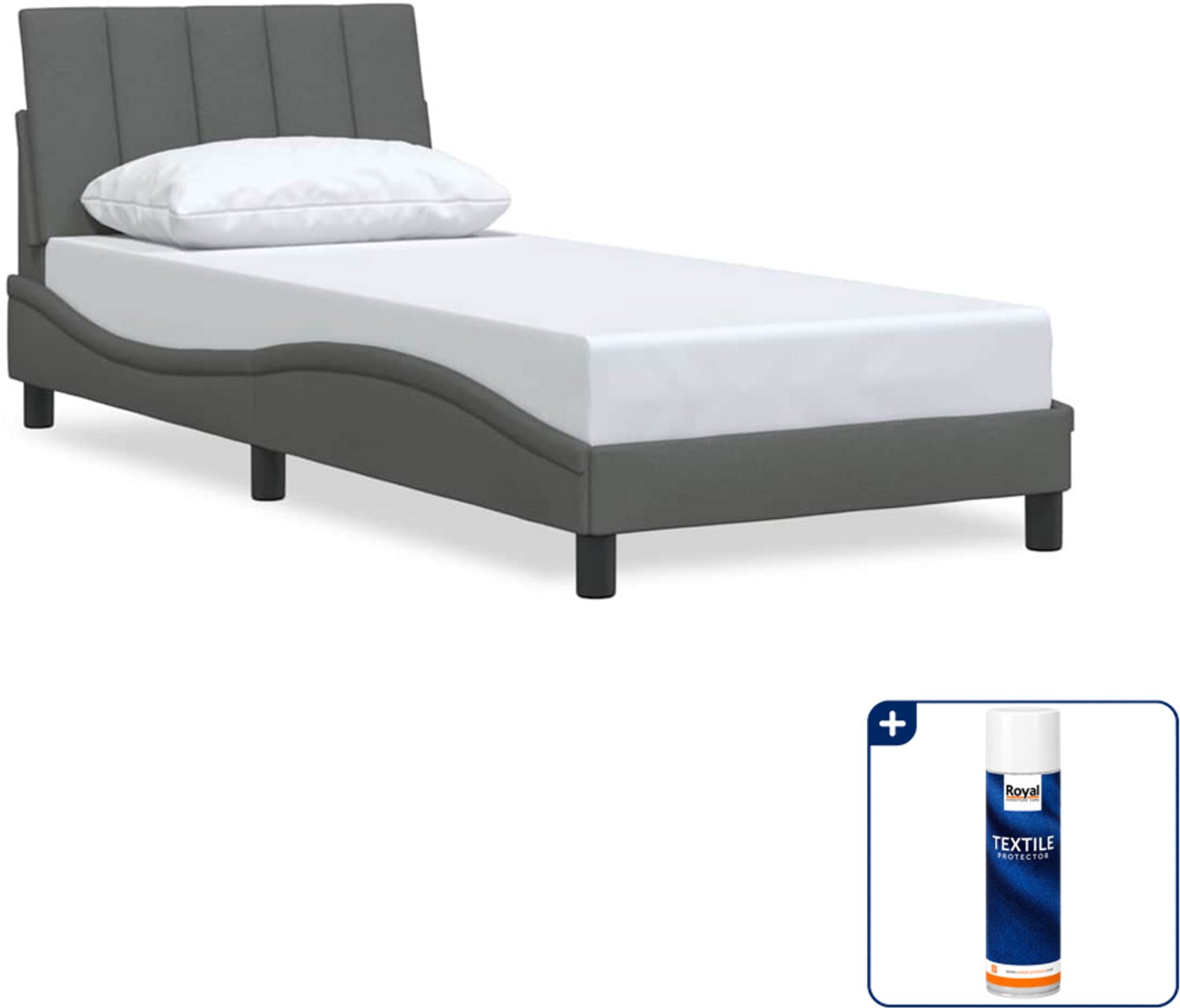 vidaXL bedframe Hanko - 90 x 200 cm - stof - donkergrijs - Inclusief textielbeschermer 500 ml