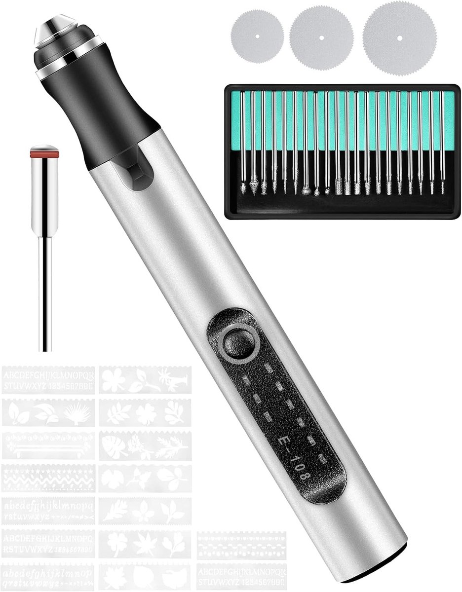 Multifunctionele Graveerpunt voor DIY, Mini Graveertool met Accessoires voor Metaal, Glas en Keramiek, Oplaadbare Graveerpen