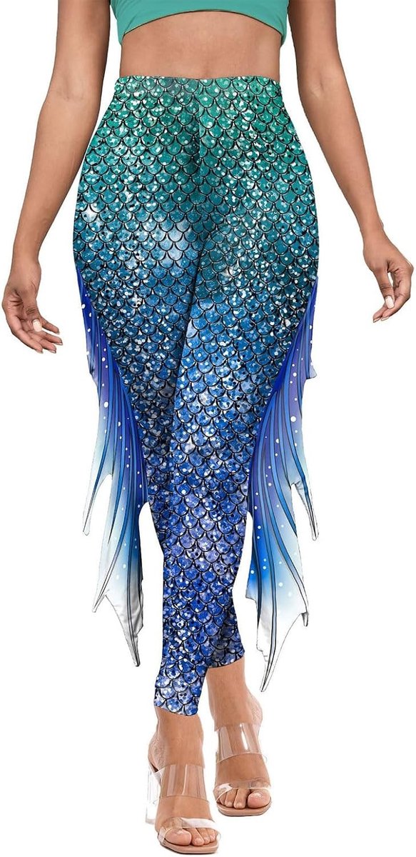 Zeemeerminkostuum voor dames met leggings en accessoires voor carnaval en cosplay, ideaal voor feesten en thema-events
