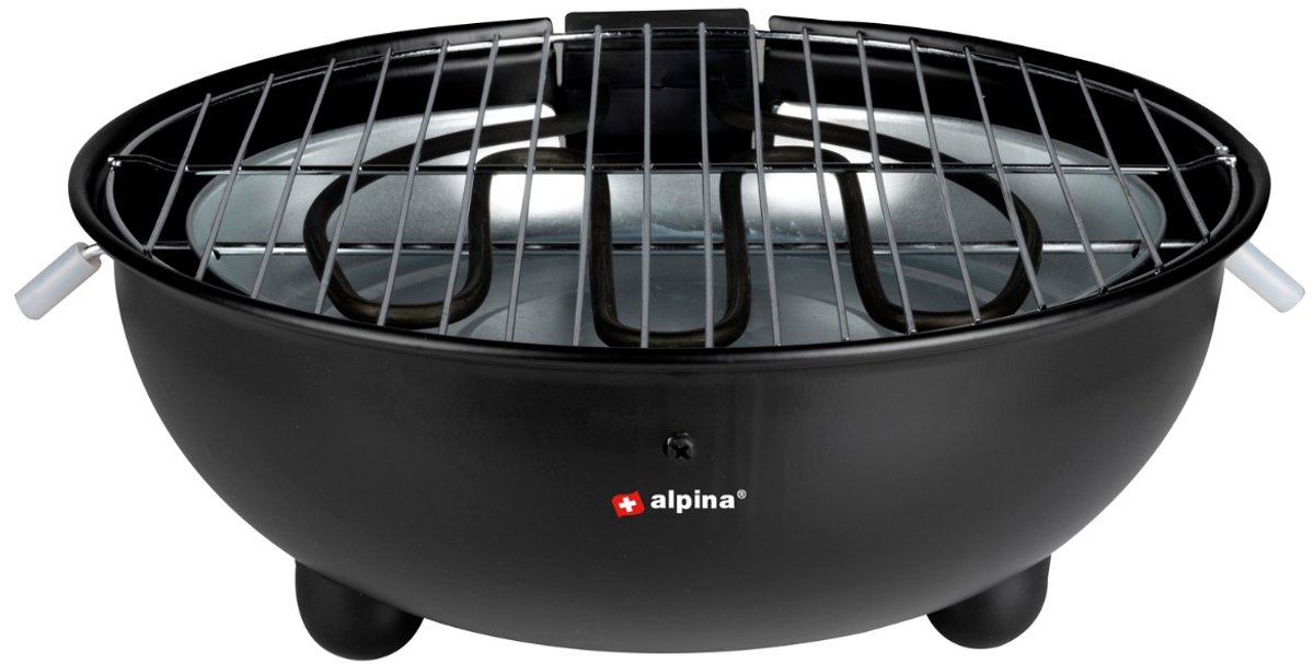 Bol.com alpina Elektrische BBQ 1250W - Tafel Barbecue zonder Rook - Barbecuegrill met Grillrooster Ø30cm - Geschikt voor Binnen ... aanbieding