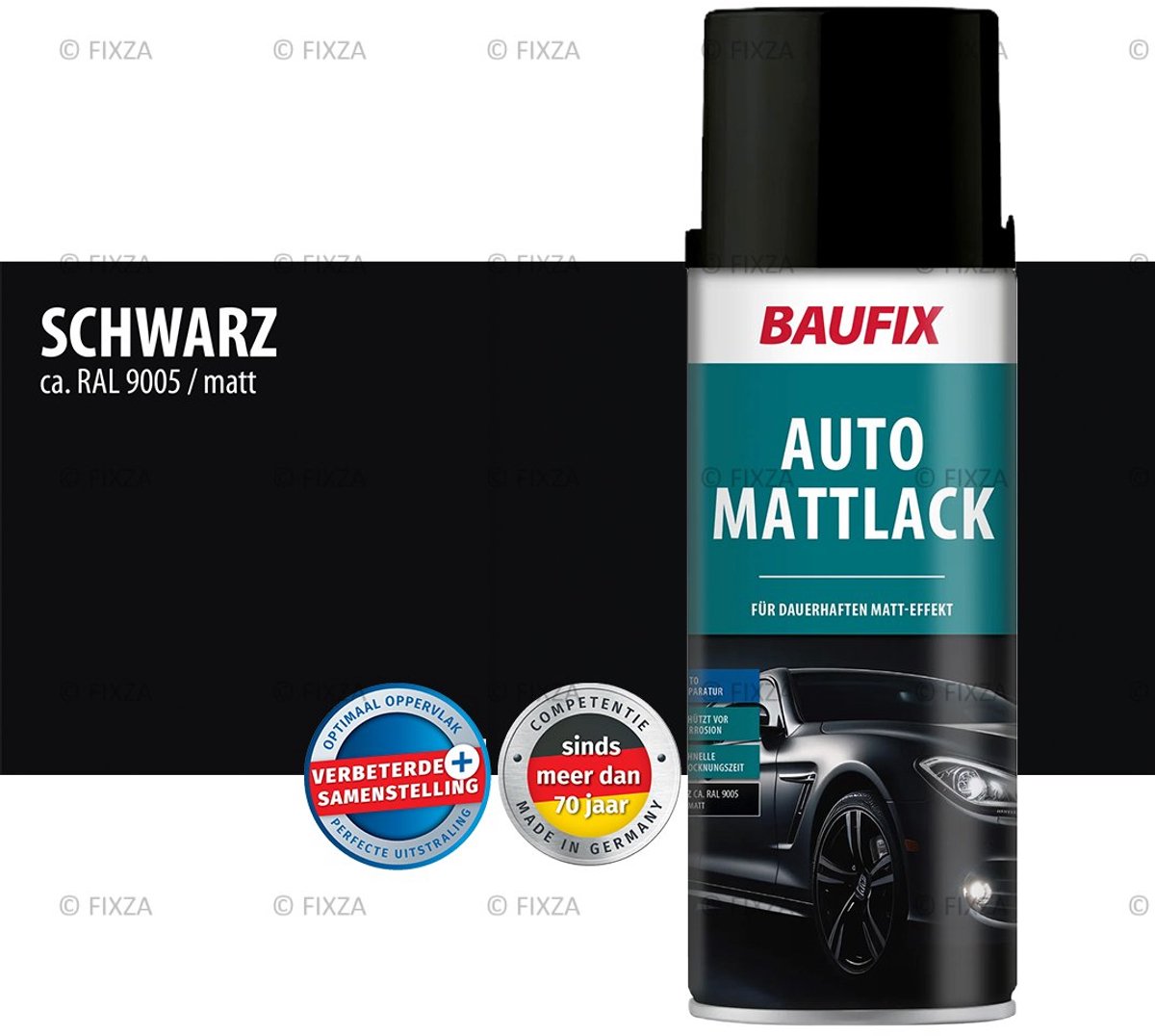 BAUFIX Mat Zwarte Spuitlak 400 ml – Sneldrogende Spray Paint voor Metaal, Aluminium & Kunststof – Kras- en Weerbestendige Lak