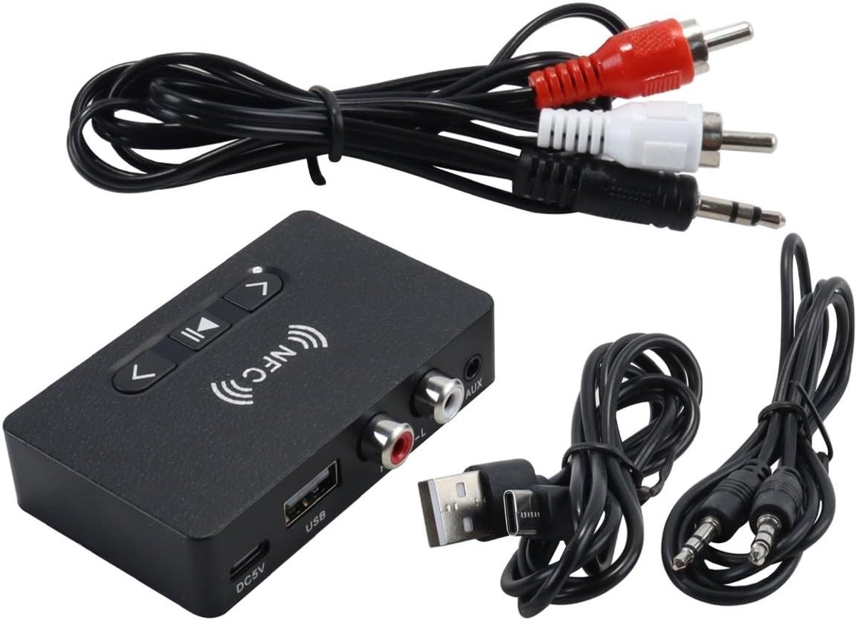 Bluetooth Audio Receiver Adapter voor Oude Speakers - AUX naar Bluetooth, NFC Draadloze Extender voor Auto en Thuisbioscoop Systemen