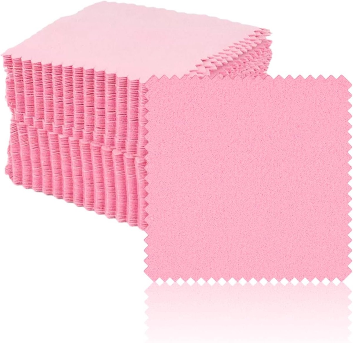 Sieraden Reinigingsdoekjes - Roze - 8 x 8 cm - Dubbelzijdig Fluweel - Voor Goud en Zilver