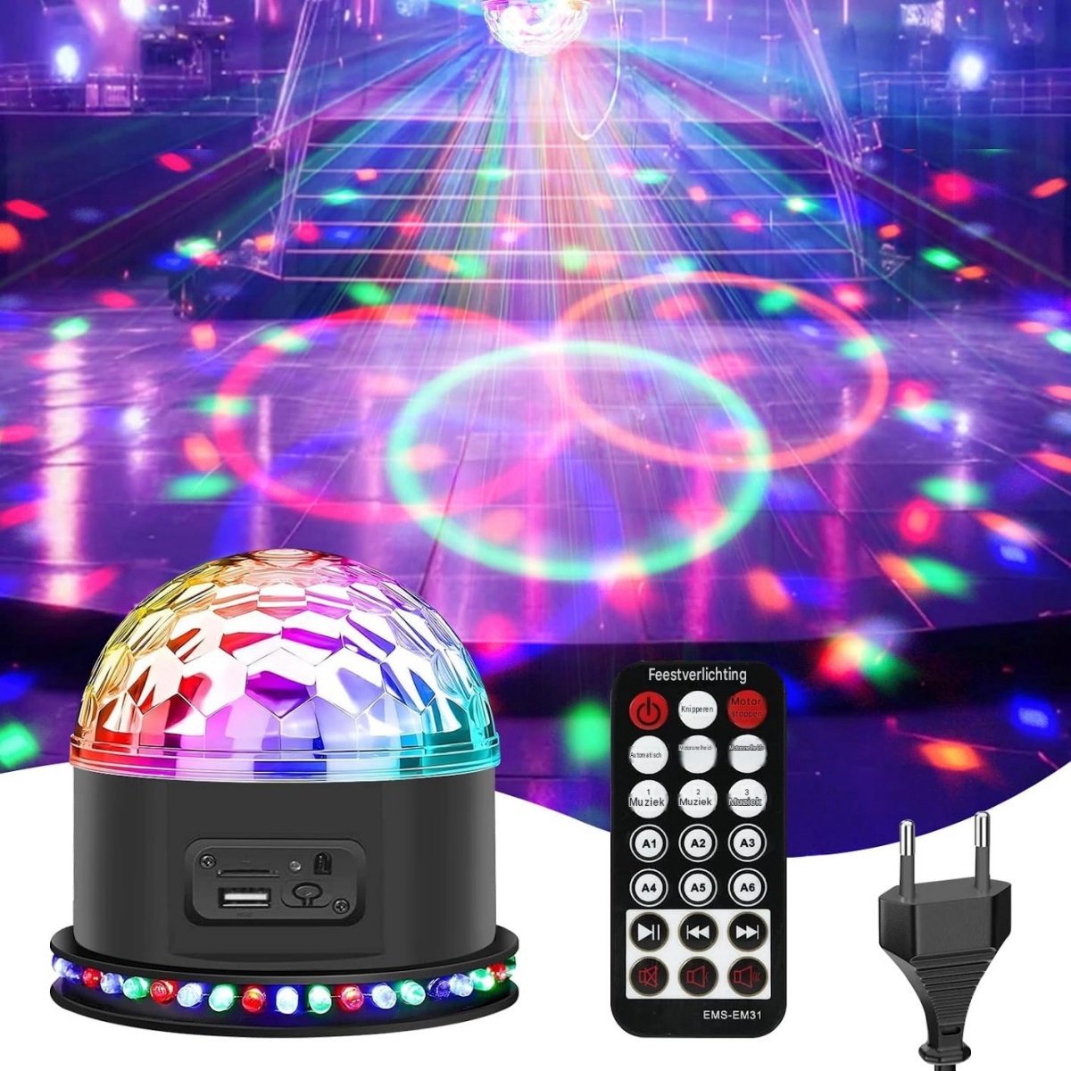 SSTRWGOOD LED-discobalfeestverlichting - RGB 54 LED-parels - Muziekgestuurd - 5W vermogen - Met Europese stekker - Discofeestverlichting - Automatische podiumverlichtingsmodus - Geschikt voor thuis, verjaardagen, Kerstmis, KTV en andere gelegenheden