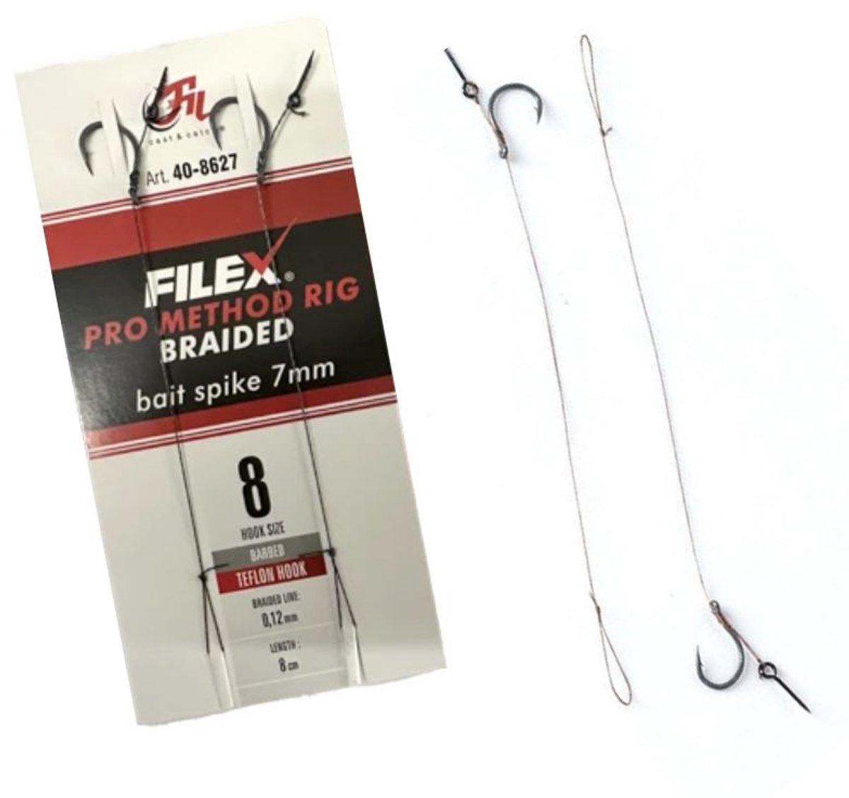 Filex Method Pro Rig #10 - Braid - Bait Spike - 0.12mm - 2pcs - Method Feeder Onderlijn