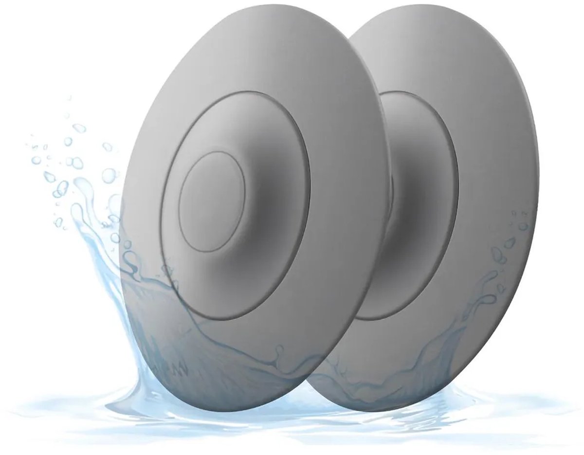 Siliconen afvoerstopjes, grijs, 2-delige set, afvoerfilter, waterdicht, met drukknopmechanisme en haarfilter, Geschikt voor keukens en badkamers.