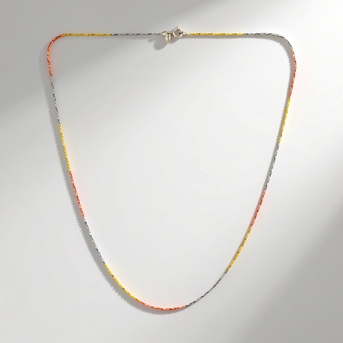 Cavill - Zilveren halsketting 925 sterlingzilver met rhodiumlaag - Driekleurig modern design - Fijne en elegante ketting dames - 45 cm