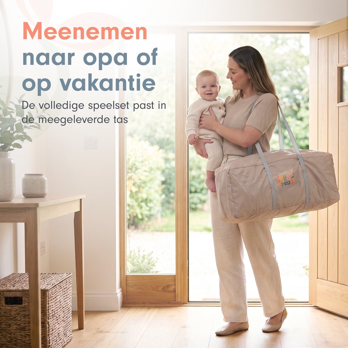 Sweet Sprout Grondbox Inklapbaar - 180x120x66cm - Voor kinderen - Inclusief speelmat foam - Babygym - Playpen - Baby box - Baby bed - Babynestje - Kruipbox - Speelbox - Speelgoed jongens & meisjes 1, 2, 3 jaar - Beige – foto 5