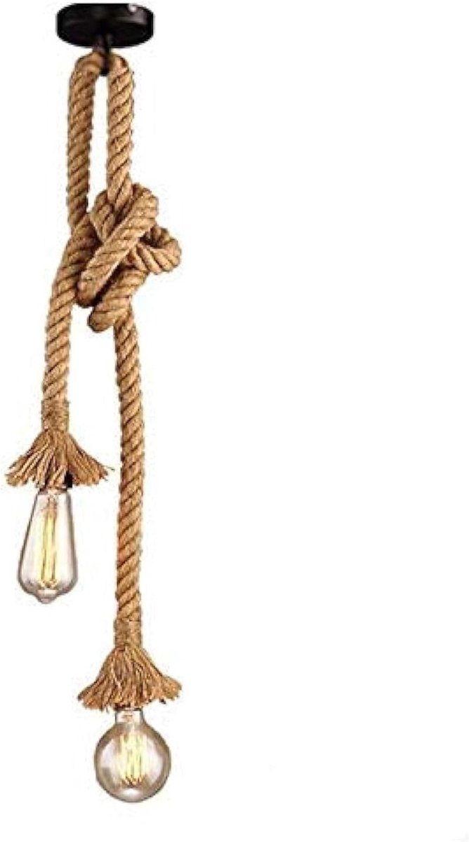 Industriële Hanglamp - Henneptouw - 120 cm - Vintage Design - Voor Eten, Hal, Restaurant, Bar, Café