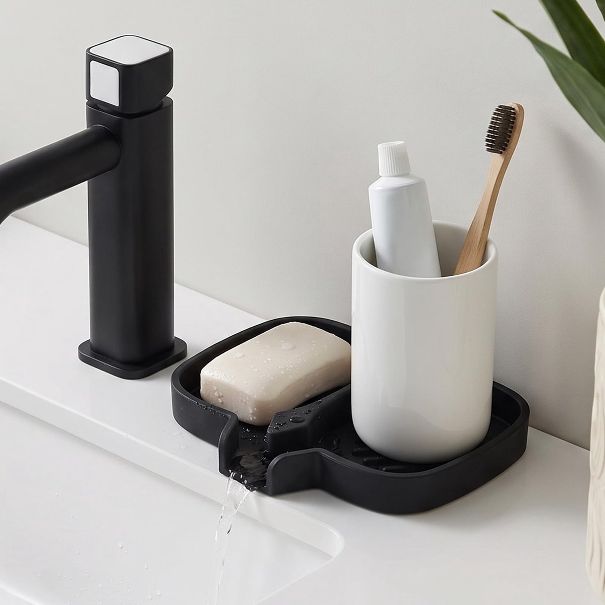 Elzusha - Silicone Zeepbakje met Afvoergaten - Zwart