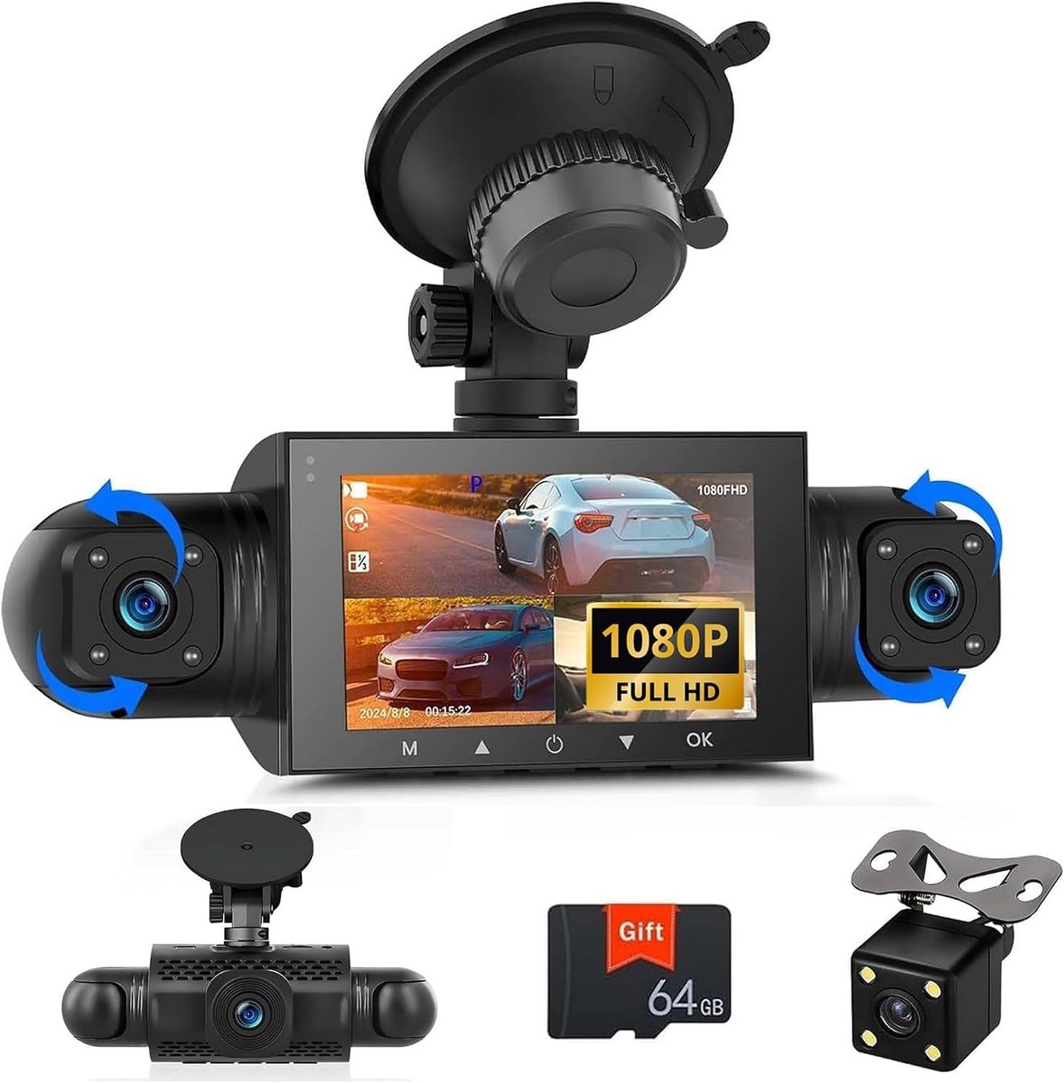 Dashcam voor Auto - Met App - 3 Inch Scherm - 1080P Resolutie - Voor iOS/Android