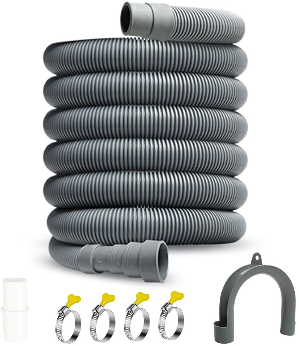 Elzusha - Afvoerslang verlenging - 3 m met klemmen en adapter