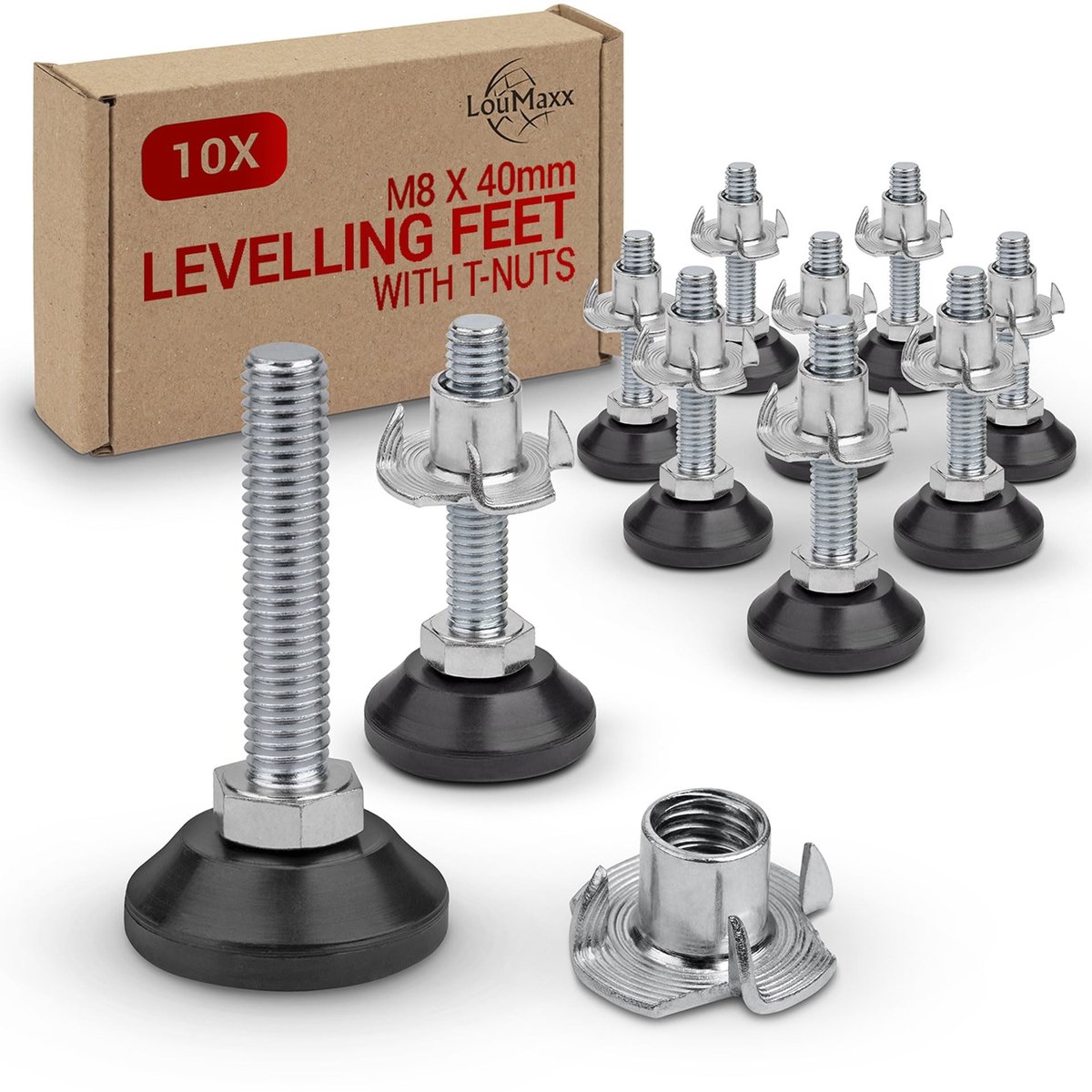 Elzusha - Verstelbare Hoogte M8 x 45 mm - Set van 10 Inclusief Impactnut