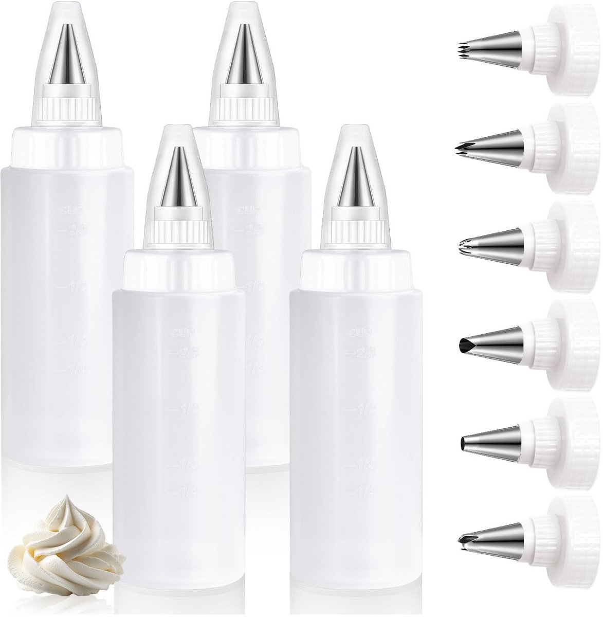 Elzusha - Spuitflessen Set van 4 - Roestvrijstalen Tips - 6 oz