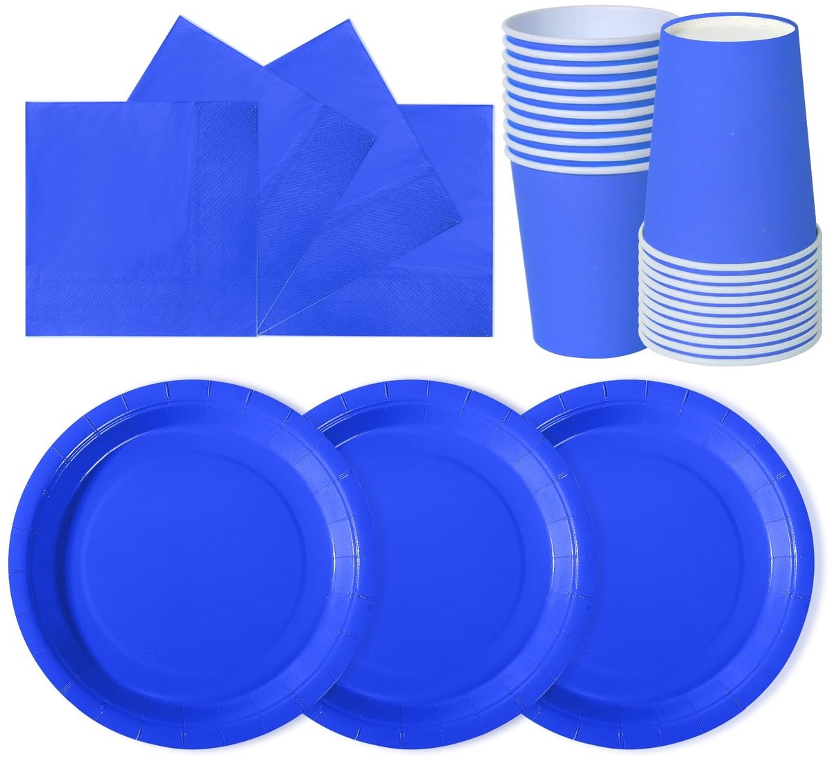 Elzusha - 72-Delige Papieren Tafelset voor Kinderfeestjes in Sapphire Blauw