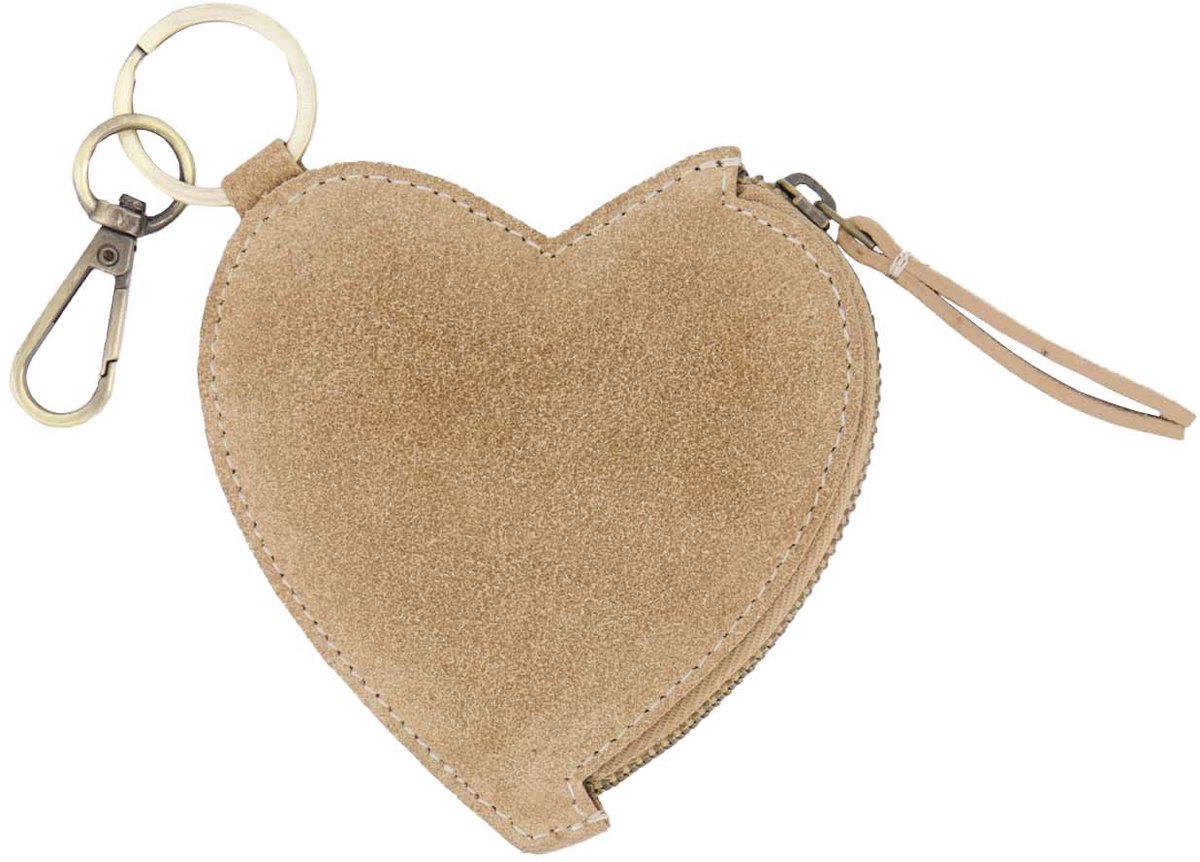 Zusss Suede Heart Wallet 100% Real Leather Grey Oyster