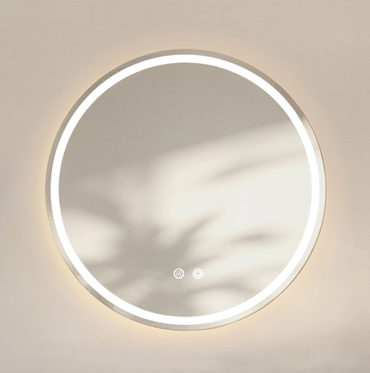 Ronde Badspiegel – Dimbare Verlichting – 60 cm – Glas – Zilver – Wandspiegel voor Badkamer – Anti-condens
