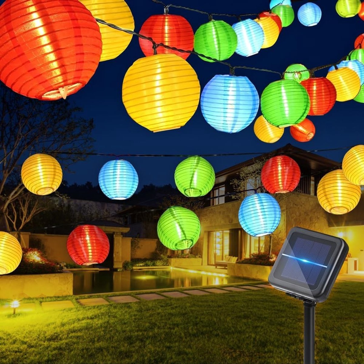 Solar Fairy Lights Buiten met 30 LED Lampen, Upgrade Zonnepaneel, 8 Modi, 800 mAh, IP65 Waterdicht voor Tuin, Balkon en Bruiloft Decoratie