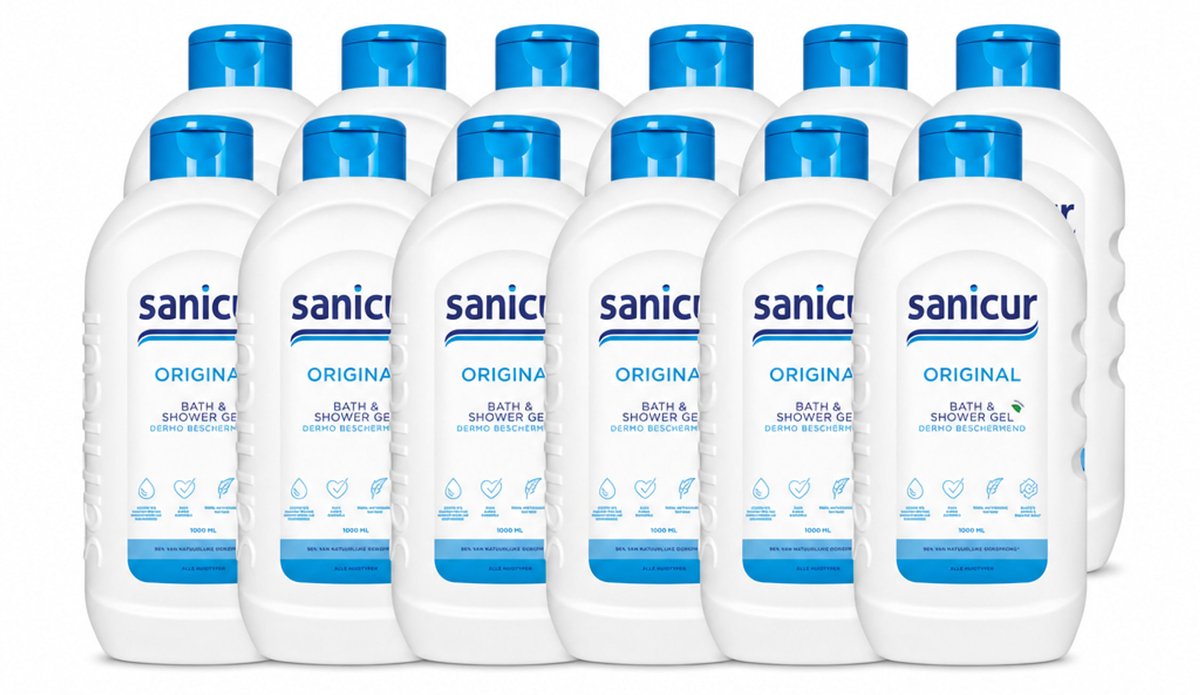 12 x Sanicur – Bad & Douchegel – Original – 1000 ml - Voordeelverpakking - 12 stuks
