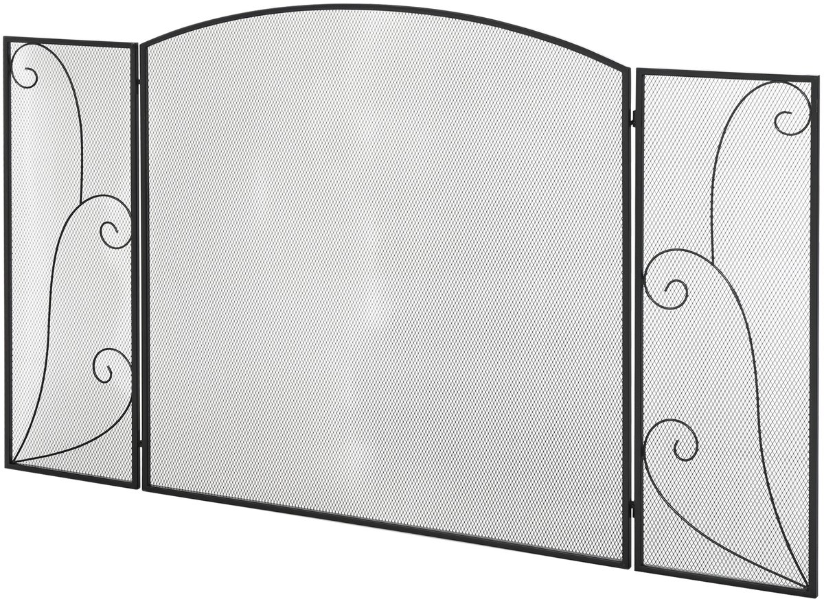 HOMCOM Haardscherm - Metaal - 132,5x76,5cm - Zwart
