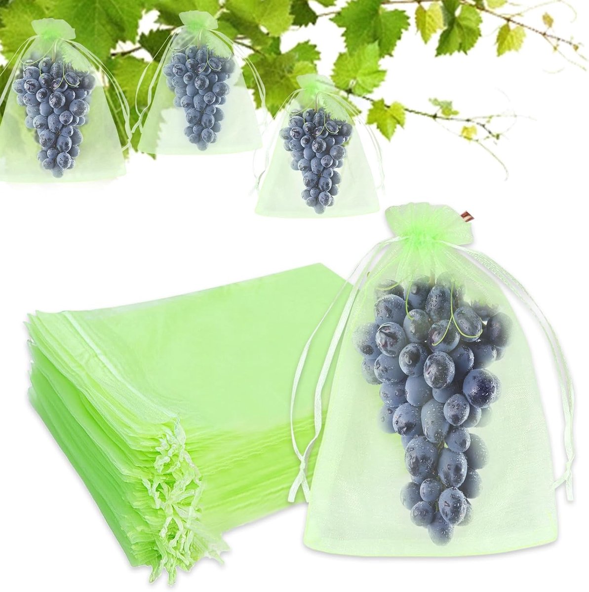 Grape Protection Bags voor Fruit, Herbruikbare Beschermzakken van 20x30cm voor Aardbeien, Blauwe Bessen en Tomaten tegen Vogels en Insecten