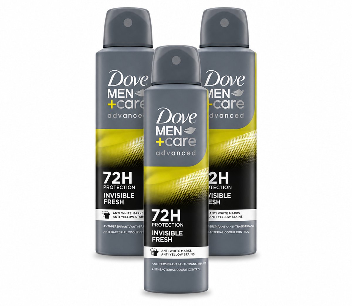 3 x Dove Men+Care Deodorant Spray - Invisible Fresh - 150 ml - Bulkverpakking - 3 stuks