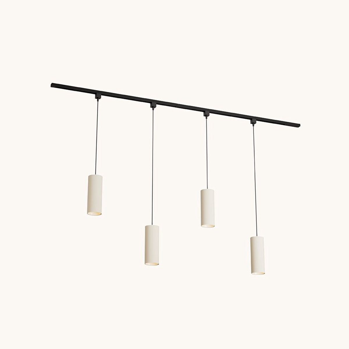 LUSENZ Railverlichting Pakket - Recht - 2x 1 m rail - 4 hanglampen - Incl. 2700K GU10 - IP20 - Modulair - 230V - Belano(L) - Beige