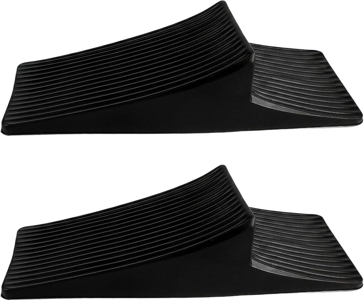 set van 2, vloerdeurstopper, zwart, antislip, rubberen wig, dubbelzijdig, voor alle vloeren, deurwig zonder boren als wandbescherming en deurbuffer
