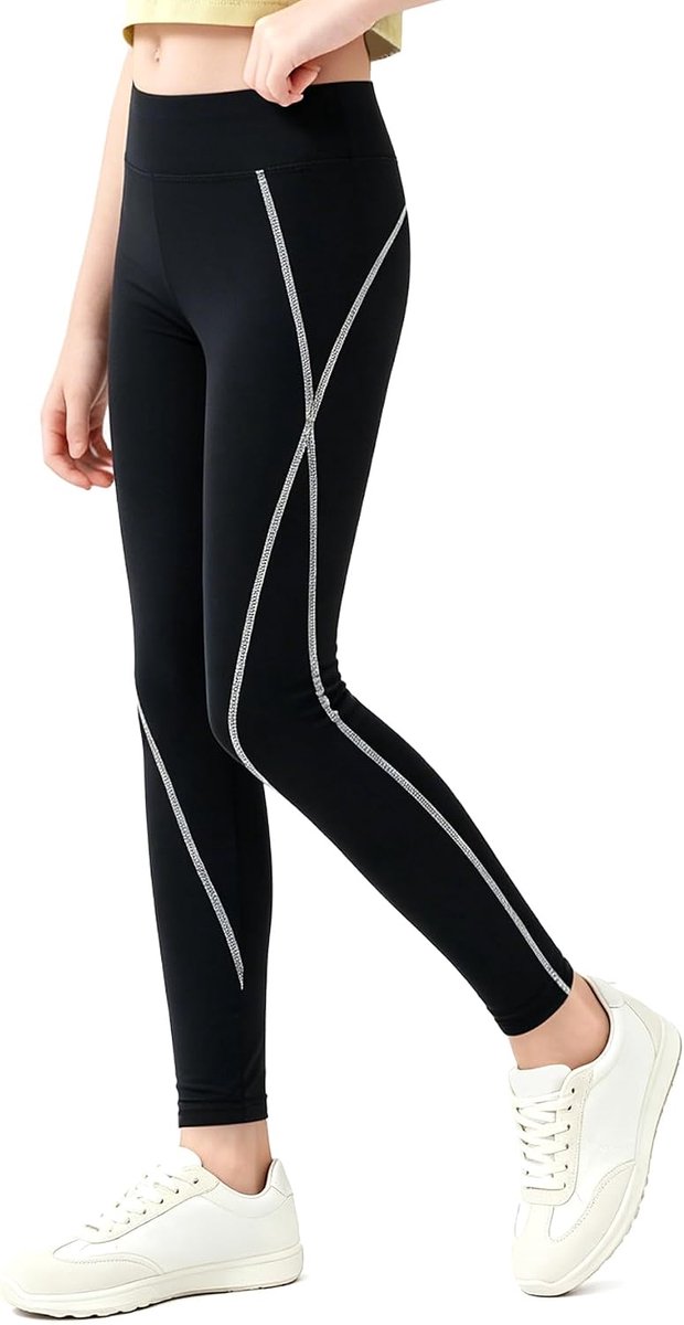 legging voor meisjes met UPF60-zonbescherming, ademend, zacht, sportlegging, effen, yogabroek, basic hardloopbroek, elastische sportbroek, trainingsbroek, sportkleding, 5-14 jaar