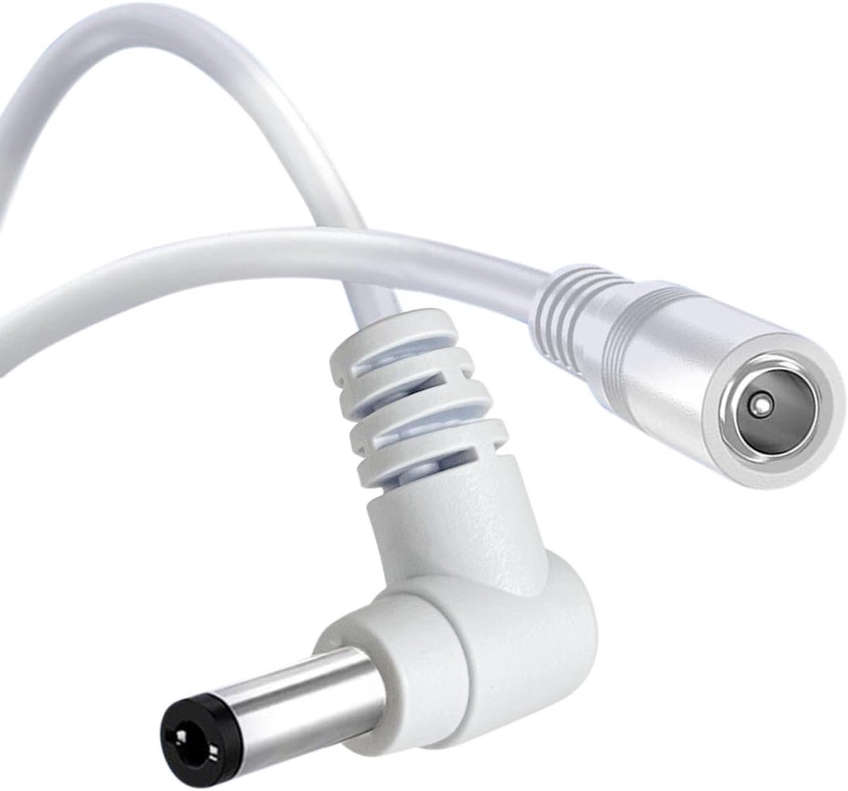 Câble d'Extension DC 0,5M voor 12V Apparaten, L-vormige 90 Graden Hoek, Geschikt voor Caméras, DVR en NVR, 5V~24V, 50CM (2 Stuks)