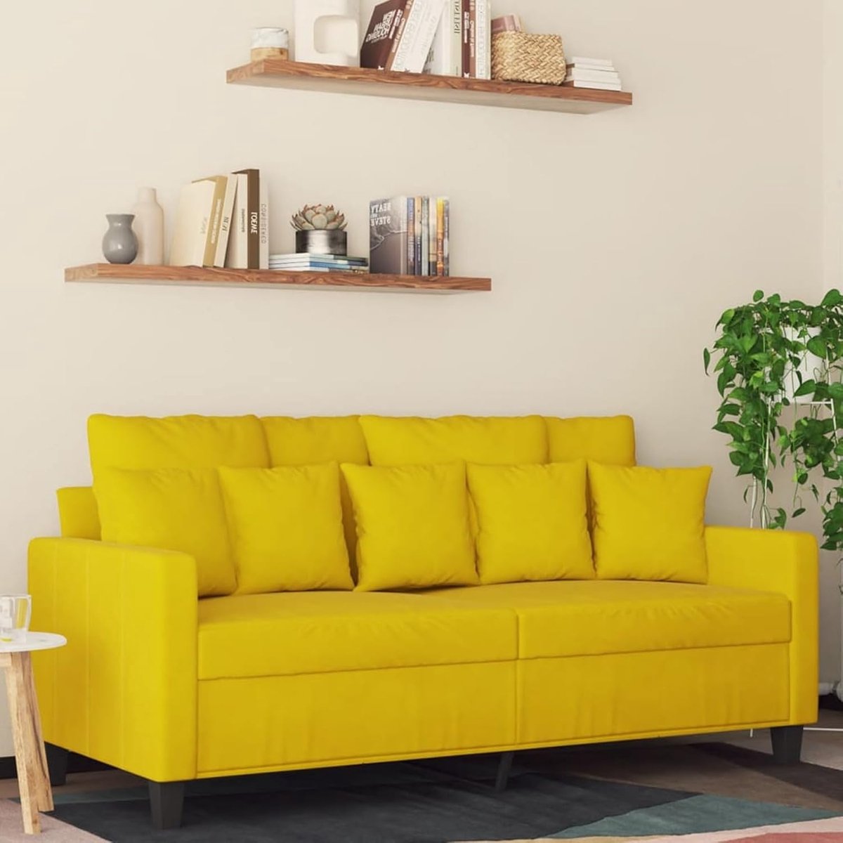 2-zitsbank, geel, 140 cm, fluweel, gestoffeerde bank, zitgroep voor woonkamer, appartement, kantoor, logeerkamer, 359309