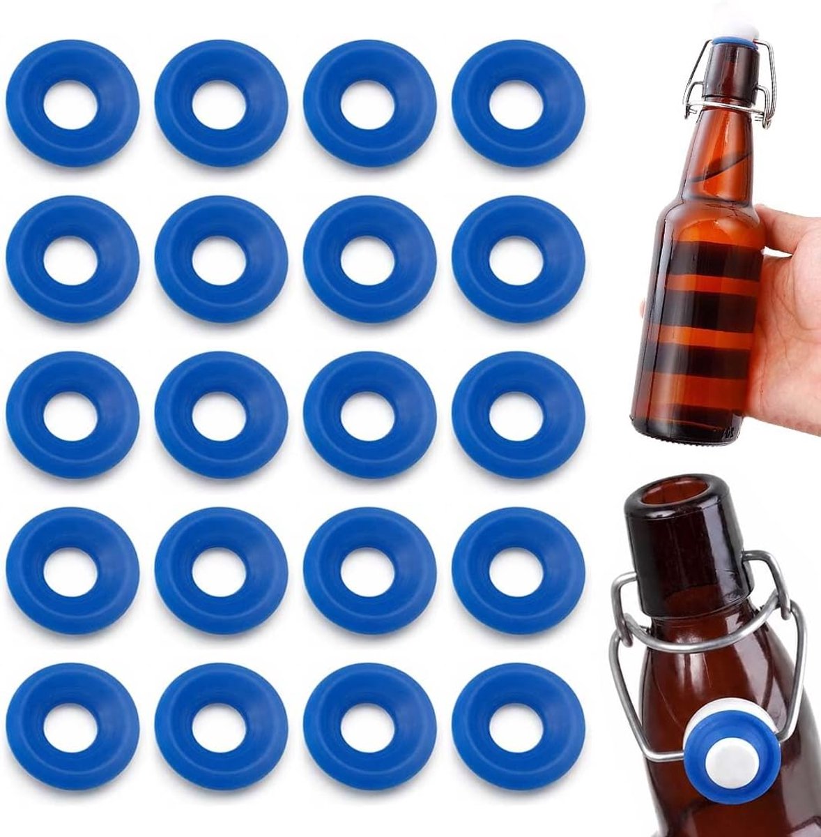 20 stuks siliconen afdichtingen, afdichting, flessenafdichting, glazen stop, siliconen sluitring van rubber voor Cap Swing Top glazen fles Home Brew Beer Soda Bottle Seal