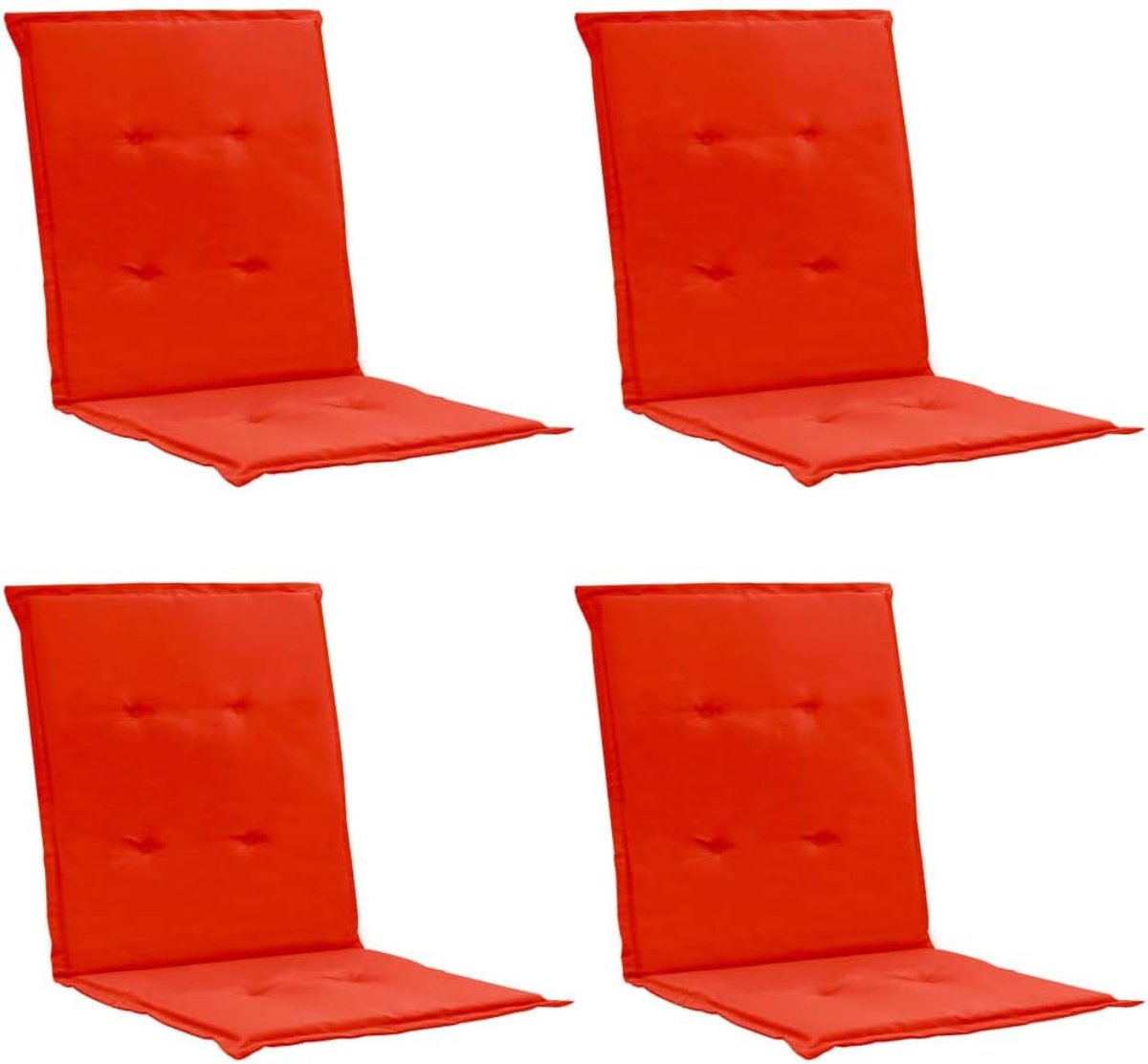 Kussens voor tuinstoelen, 4 stuks, kussens voor balkonstoelen of buitenstoel, met rugleuning, rood, 100 x 50 x 3 cm