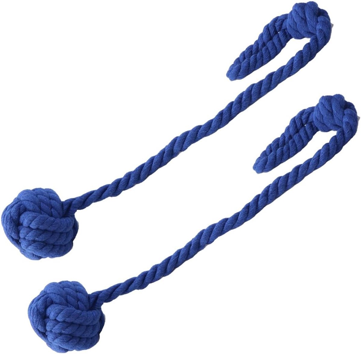 2 PCS gordijnriemen met handgeweven katoenen touw hangende bal, geweven gordijntouw stropdassen decoratief voor gordijnen, blauw