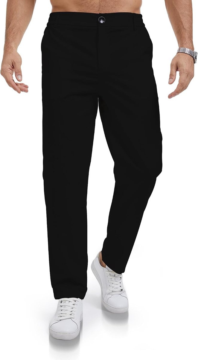 Chinobroek stretch zomer regular fit vrijetijdsbroek effen pasvorm met tailleband
