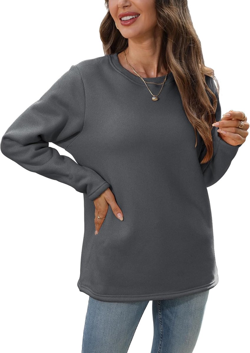 Trui voor dames, winter, warm, dik gevoerd fleece, sweatshirt, bovenstuk, thermoshirt, dames, lange mouwen