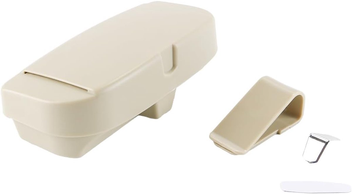 Zonnebrillenhouder voor in de auto, ABS-brillenkoker met kaartvak, Multifunctionele zonnebrillenbox, brillenhouder voor in de auto, zonnekleporganizer, beige